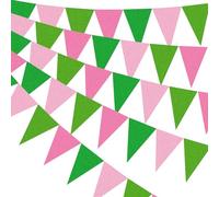 BGHYJKOL Fanions Guinguette Pink and Green Party Pennant Flags Decorations Goes Good with String Triangle for Birthday