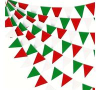 BGHYJKOL Fanions Guinguette Rainbow Pennant Flags Garland Multicolor Bunting String Felt Triangle for Birthday Party Festival Decorations(Red Green 72pcs)