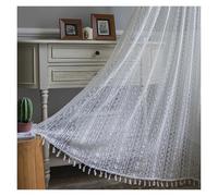 BGHYJKOL Rideau Dentelle 1PC Curtain Crochet Lace Semi-Sheer Hollow Knitted with Tassels for Kitchen Living Room Bedroom Window Curtains(Geometric White,W150cmXH260cm)