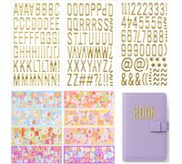 Bgiiik-13 Feuilles Autocollants, Lettres Autocollantes, Gommette Autocollante Enfant Sticker Brillant Multicolore Stickers Lettres Alphabet Or Autocollant Adhésif Pour Cadeau Cartes De V?Ux Enveloppe