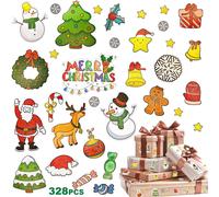Bgiiik-Autocollants Noel Enfant 8 Feuilles 328 Pailletées Noel Stickers, Gommettes Père Noël Pour Bricolage Cartes De Noël, Décorations Scrapbooking Albums