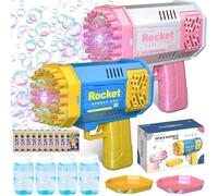 BGIUSQF 2 Pièces Pistolets à Bulles, 40 Trous Gatling Machine a Bulle, Bazooka Machine a Bulle avec LED, 14 Bulles, Machine à Bulles pour Jeux Exterieur, Mariage, Soirées