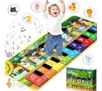 BGIUSQF Tapis Musical Bébé, Piano pour Enfants, Tapis de Danse avec 10 Animaux, Jouet Musical Enfant 2 Ans, pour Garçons Filles, 110x43cm