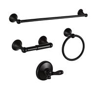 BGL Ensemble d’Accessoires de Salle de Bain Bronze huilé, Barre Porte-Serviettes réglable et Extensible, Lot de 4 pièces murales avec patère, Porte-Papier Toilette, Anneau à Serviette