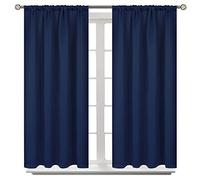 BGment Blackout Curtains for Bedroom 45 inch Length - Room Darkening Drapes Thermal Insulated with Rod Pocket for Short Living Room Kitchen Bathroom Window, 42 x 45 inch, 2 Panels, Navy Blue