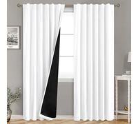 BGment Pure White 100% Blackout Curtains for Bedroom, Black Out Living Room 84 inch Panels with Thermal Liner, Rod Pocket and Back Tab Double Layer Room Darkening Drapes, 2 Panels, Each 52 x 84 inch