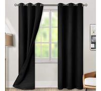 BGment Rideaux à Double Couche 100% occultants et insonorisants à Isolation Thermique avec Doublure Noire et œillets pour Chambre à Coucher (96,5 x 213,4 cm, Noir, 2 Panneaux)