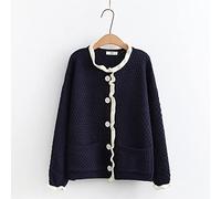 BGNHJ Gilet Femme Hiver Chaud,Cardigan Tricoté Bleu Marine Chunky pour Femmes avec Poches Latérales Pulls Ouverts Ultra-Doux À Manches Longues Manteau De Veste De Survêtement pour Étudiant Chaud, Tai