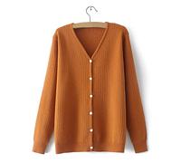 BGNHJ Gilet Femme Hiver Chaud,Mesdames Couleur Unie Couleur Caramel Col en V Chunky Cardigan Tricoté Ultra-Doux Pulls Ouverts À l'avant Décontracté À Manches Longues Chaud Manteau De Veste De Survêt