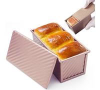 BGOBTY Moule à Pain,Moule Pain de Mie,230g Moule a Brioche avec Couvercle,Moule Pate en Croute,Moule à Brioche antiadhésif,adapté à la cuisson du pain,des gâteaux,des toasts,etc. (Or rose,230 g)