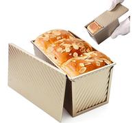 BGOBTY Moule à Pain,Moule Pain de Mie,450g Moule a Brioche avec Couvercle,Moule Pate en Croute,Moule à Brioche antiadhésif,adapté à la cuisson du pain,des gâteaux,des toasts,etc. (Or,450g)