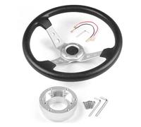 BGRVCKS Palettes de Changement de Vitesse au Volant Volant De Course 14 Pouces 350 Mm en Cuir PU avec Plaque D'adaptation Entraxe 70(Silver with Silver)