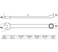 BGS 1228-10 Clé mixte, extra longue, 10 mm