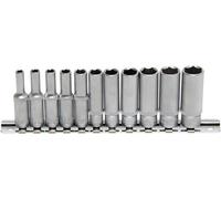 BGS 2221 | Jeu de douilles, six pans, longues | 6,3 mm (1/4") | 4-13 mm | 11 pièces