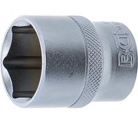 BGS 2924 | Douille pour clé, six pans | 12,5 mm (1/2") | 24 mm | Équerre intérieure 12,5 mm (1/2"), longueur 38,5 mm, acier au chrome vanadium, chromé, mat, avec moletage