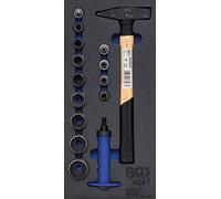 BGS 4041 - Insert de servante d'atelier 1/3 : Jeu de poinçons creux , marteau - 15 pièces