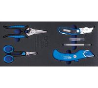 BGS 4096 1/3 Garniture pour servante d'atelier : jeu de couteaux et de ciseaux, 6 pcs.