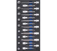 BGS 4117 | Insert de servante d’atelier 1/3: Jeu de douilles à embouts | 12,5 mm (1/2") | Profil cannelé (pour Ribe) | 25 pièces