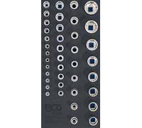 BGS 4149 | Insert de servante d’atelier 1/3 : Jeu de douilles de clé, douze pans | 6,3 mm (1/4") / 10 mm (3/8") / 12,5 mm (1/2") | 40 pièces