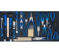 Garniture pour servante d'atelier XL : Jeu de marteaux, pinces et burins | 28 pcs.