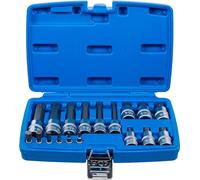 BGS 5172 - Jeu de douilles à embouts - 6,3 mm (1/4") / 12,5 mm (1/2") - Denture multiple intérieure (pour XZN) - 18 pièces