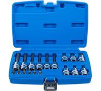 BGS 5174 - Jeu de douilles à embouts - 6,3 mm (1/4") / 12,5 mm (1/2") - Profil T (pour Torx) avec perçage - 18 pièces