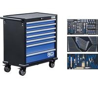 BGS 6063 | Servante d’atelier XL | 7 tiroirs | avec 301 outils | 3 inserts en mousse XL - Construction en tôle d'acier - Tiroir à 100 % - 2 roulettes pivotantes verrouillables