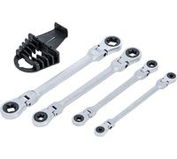 BGS 71028 - Jeu de clés annulaires à cliquet doubles - pliable - avec têtes polygonales à profil E - E6 - E24 - 4 pièces