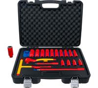 BGS 7137 | Jeu de douilles à embouts et de douilles conformes VDE | transmission par carré femelle 10 mm (3/8") | 19 pièces