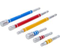 BGS 74424 | Jeu d’adaptateurs pour visseuses | couleurs | Hexagone mâle 6,3 mm (1/4") | Hexagone femelle 6,3 mm (1/4") / 10 mm (3/8") / 12,5 mm (1/2") | 75-150 mm | 6 pièces