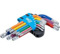 BGS 74460 | Jeu de clés allen | multicolore | courtes | profil T (pour Torx) avec perçage T10 - T50 | 9 pièces