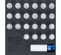 BGS 8933 - Insert de servante d'atelier 1/6 : Jeu d’outils de réglage pour écrous de jantes pour VAG - 23 pièces