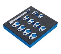 BGS 9817 | Insert de servante d'atelier 1/6 : Jeu de clés crowfoot à tuyauter | 10 mm (3/8") | 10-19 mm | 11 pièces