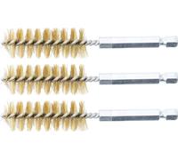 BGS Brosse laiton 17 mm entraînement hexagone extérieur 6,3 mm (1/4") 3pcs - 3078-17-M