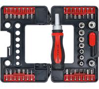 BGS DIY 20138 Jeu de douilles/embouts | avec poignée rotative à cliquet pour embouts, réversible | 38 pcs.