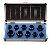 BGS Diy 20210 | Jeu de douilles spiralées/extracteur de vis | 10 mm (3/8") | profil hélicoïdal 9-19 mm | 10 pièces