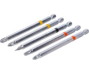 BGS Diy 4832 | Jeu d’embouts | entraînement six pans mâle, 6,3 mm (1/4") | cruciformes PH, cruciformes PZ, plats | longueur 110 mm | 5 pièces