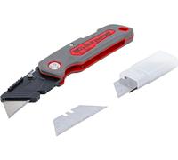 BGS couteau pliant 160 mm avec lame trapèze, clip ceinture & manche plastique confort
