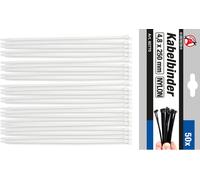 BGS Diy 80770 - Assortiment de colliers plastique - blanc - 4,8 x 250 mm - 50 pièces