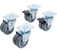 BGS Diy 81940 | Jeu de roulettes doubles de direction | pour fauteuils de plage/meubles en palettes | Ø 75 mm | 4 pièces