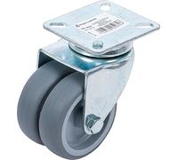 BGS TECHNIC Roulette pivotante double sur roulement à billes 81946, Ø 75 mm