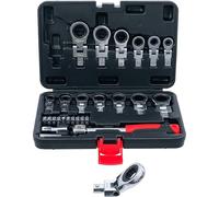 BGS Diy 84529 | Jeu de clés annulaires à cliquet enfichables et jeu d’embouts | 6-20 mm | 27 pcs.