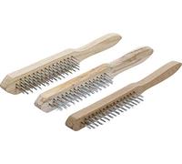 BGS Diy 85815 | Jeu de brosses à fil d’acier | Manche en bois | 2-, 3-, 4-rangées | 3 pièces
