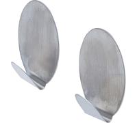 KRAFTMANN 88232 Crochet à coller en acier inoxydable, 2 pièces, 4,5 x 7 cm Charge max. 1,5 kg