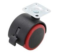 BGS Do it yourself BGS Roue double / pivotante avec frein rouge/noire 50 mm Quantité:1
