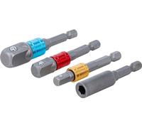 BGS Diy 20814 | Jeu d’adaptateurs pour visseuses | couleurs | Hexagone mâle 6,3 mm (1/4") | 6,3 mm (1/4"), 10 mm (3/8"), 12,5 mm (1/2"), six pans intérieurs 6,3 mm (1/4") | 4 pièces
