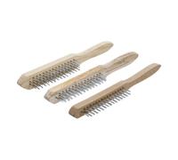 BGS Diy 85815 | Jeu de brosses à fil d’acier | Manche en bois | 2-, 3-, 4-rangées | 3 pièces