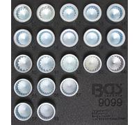 BGS Garniture de chariot d'atelier 1/6 : Jeu d'outils pour serrures de jantes pour Porsche et VW Touareg 20 pièces - 9099