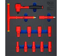 BGS Garniture de servante d'atelier 2/3 : Jeu de douilles VDE entraînement carré intérieur 10 mm (3/8") SW 7 - 22 mm 12pcs - 70213