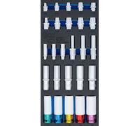 BGS Garniture pour servante d'atelier 1/3 : Douilles hexagonales profondes 11 - 22 mm E-Profil E10 - E22 6,3 mm (1/4") / 10 mm (3/8") / 12,5 mm (1/2") 26pcs - 4147